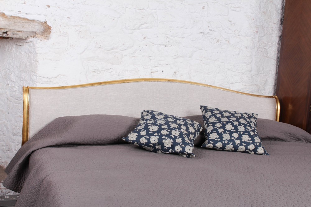 Lovely big rare 2 meter wide newly upholstered Lit Bateau style bed View IV
