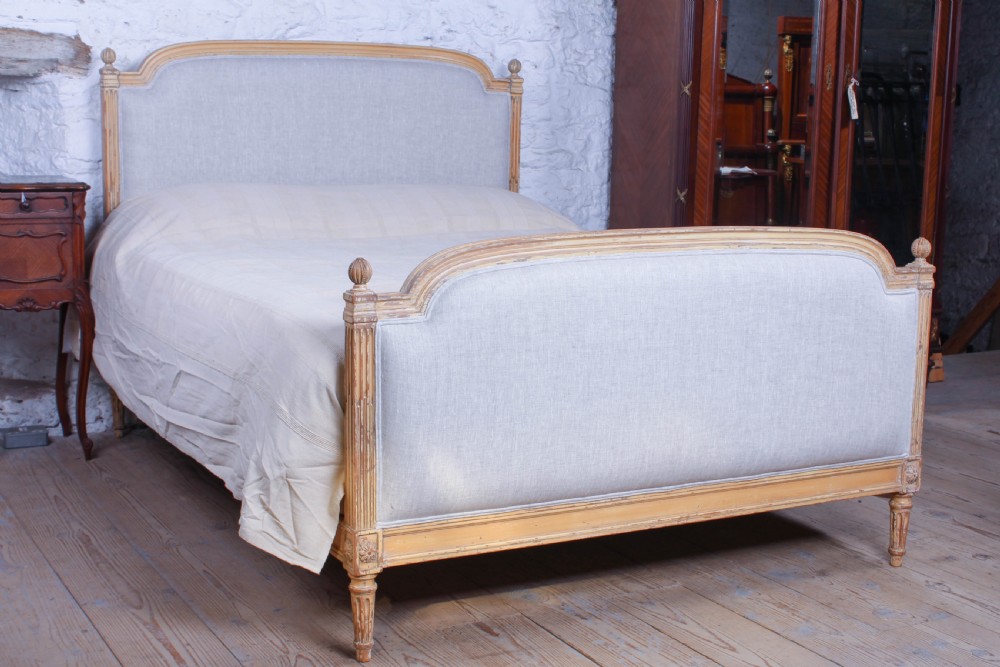 Lovely newly upholstered king size Louis XVI style bed