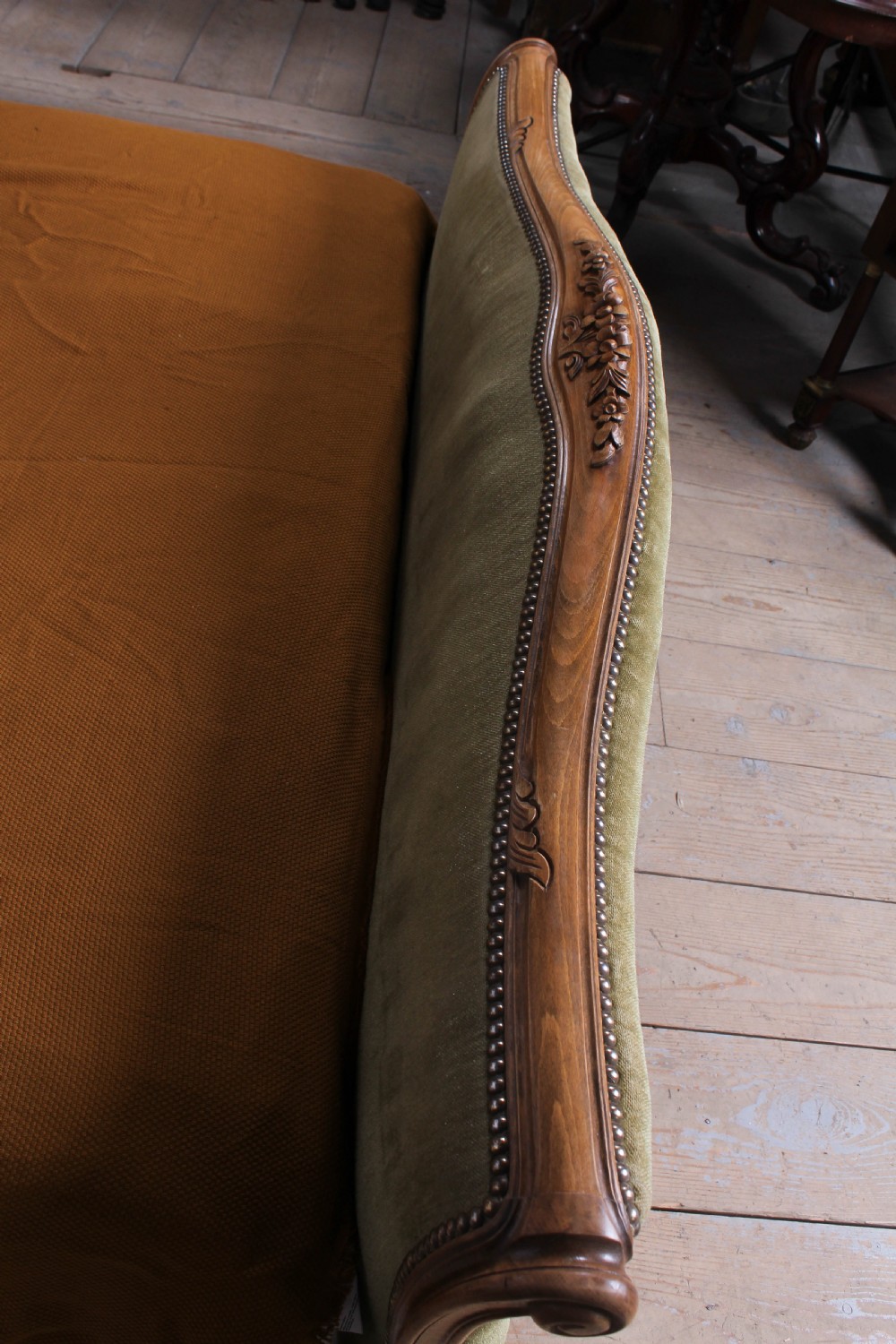 Original French upholstered  Lit Bateau style double bed View III
