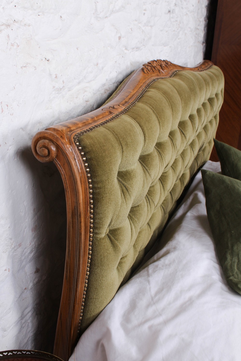 Original French upholstered  Lit Bateau style double bed View IV