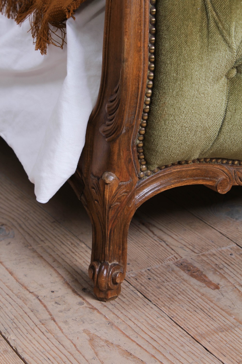 Original French upholstered  Lit Bateau style double bed View V