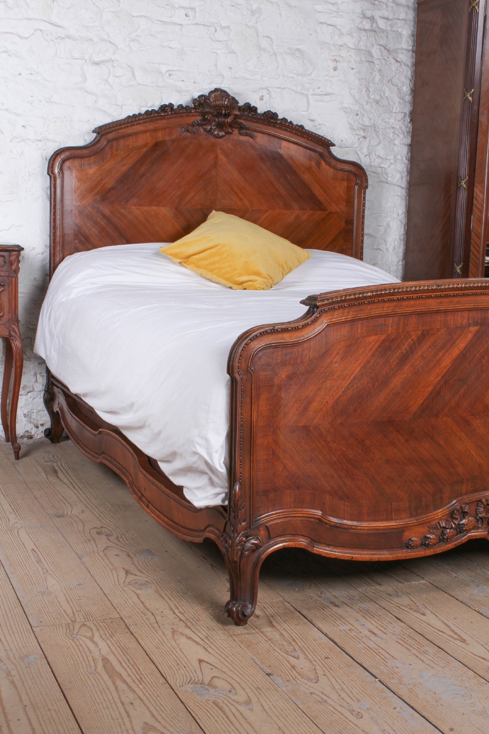 Spectacular walnut Louis XV style king size bed  View II