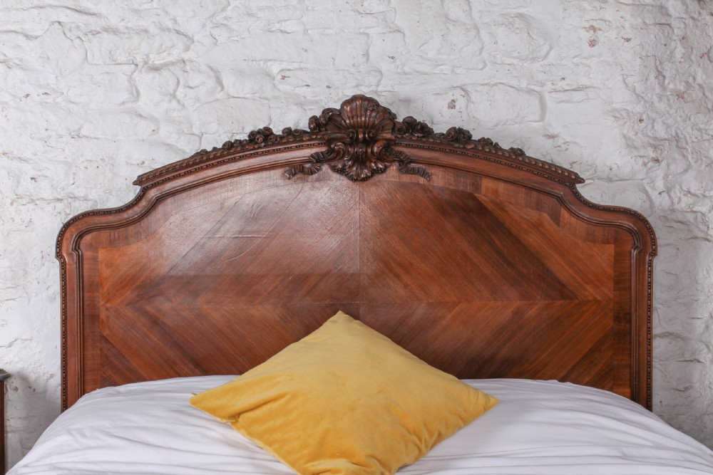 Spectacular walnut Louis XV style king size bed  View V
