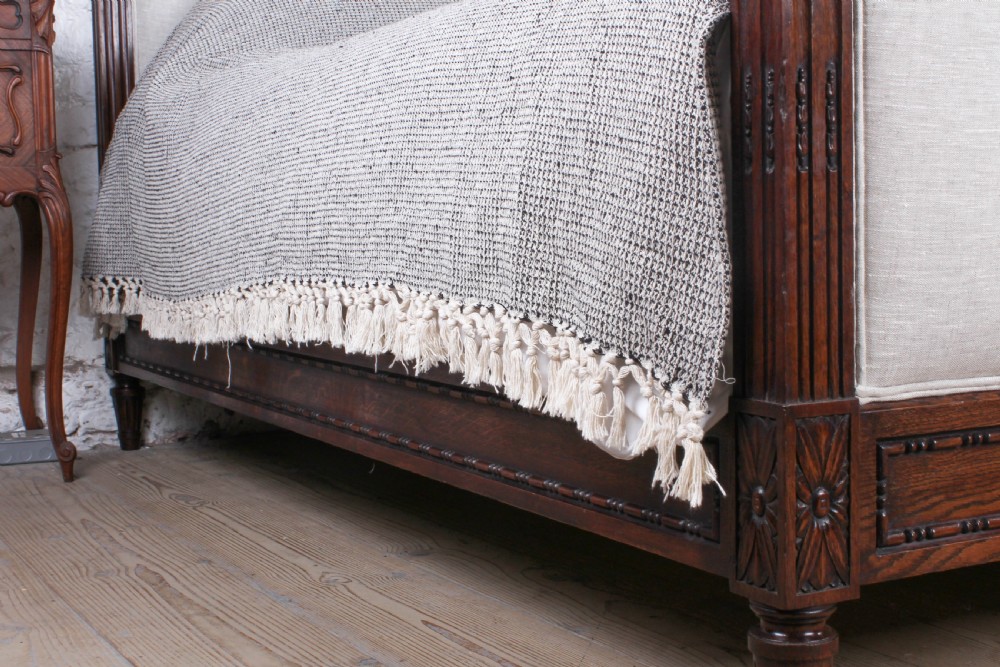 Very handsome king size Empire style newly upholstered bed View V