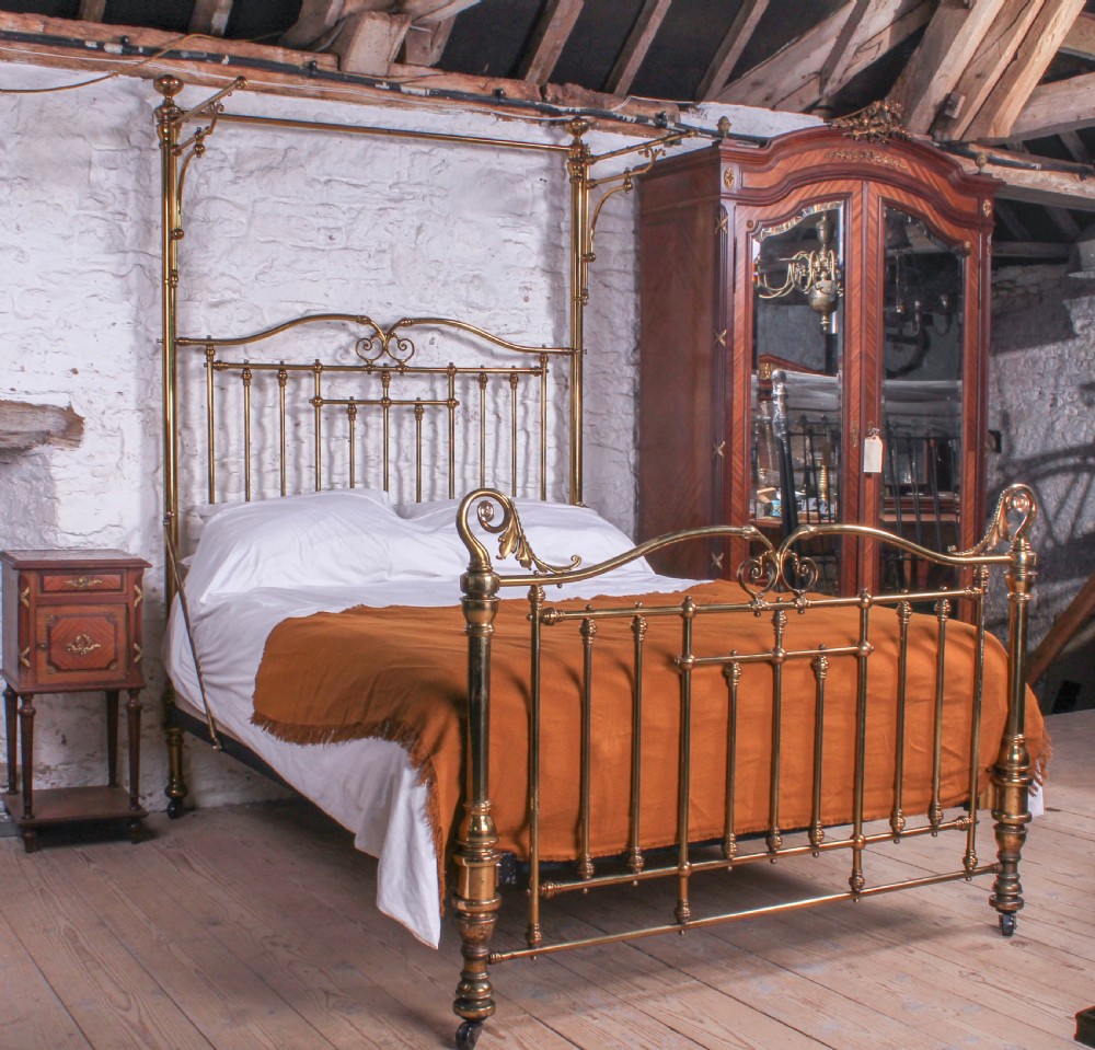 Spectacular Victorian all brass half tester king size bed View III