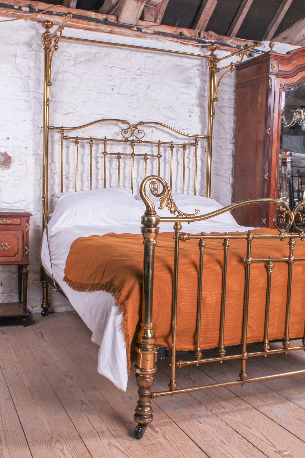 Spectacular Victorian all brass half tester king size bed View VIII