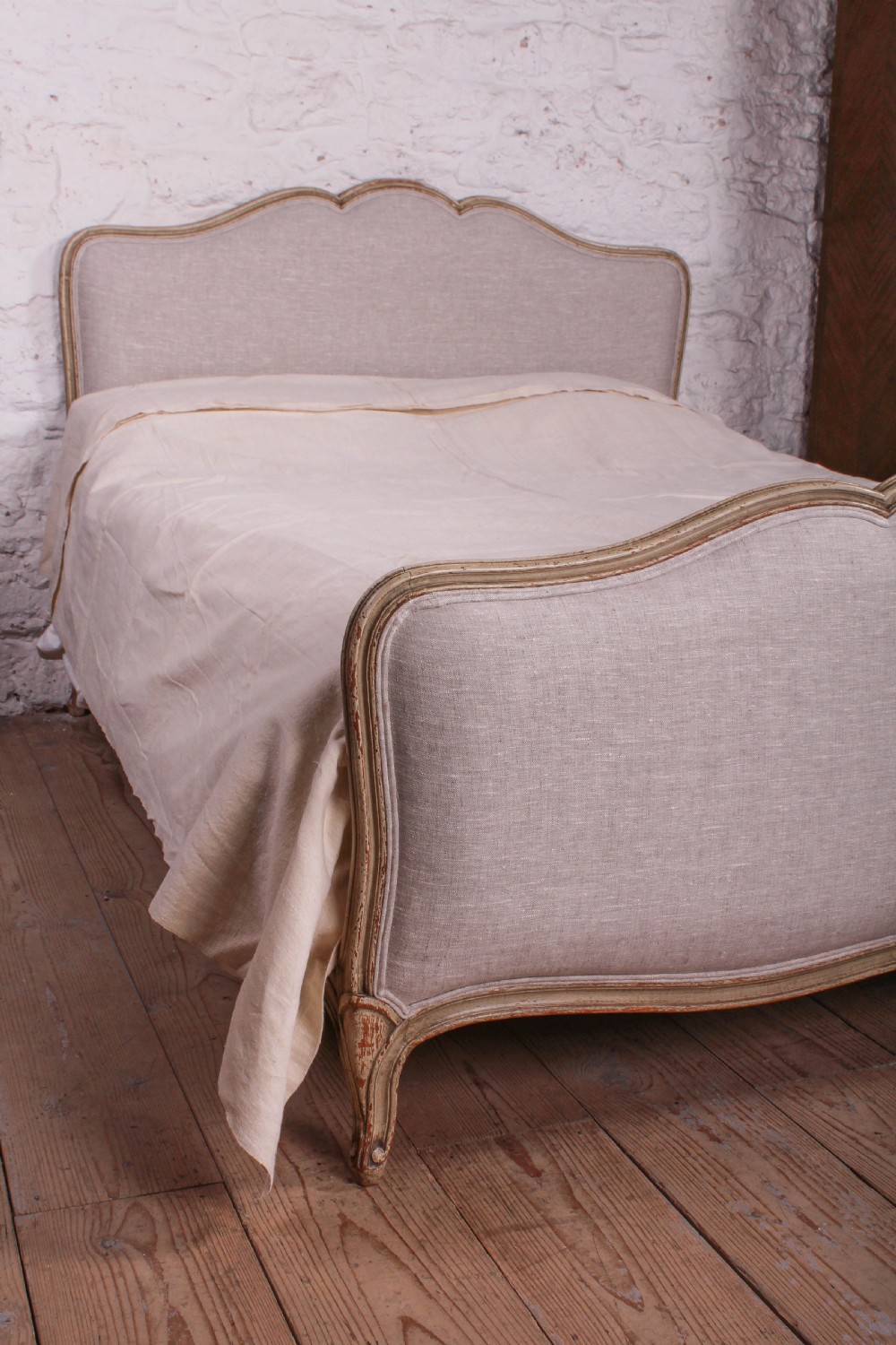Refined and Elegant Newly Upholstered Louis XV Style King Size Bed View IV
