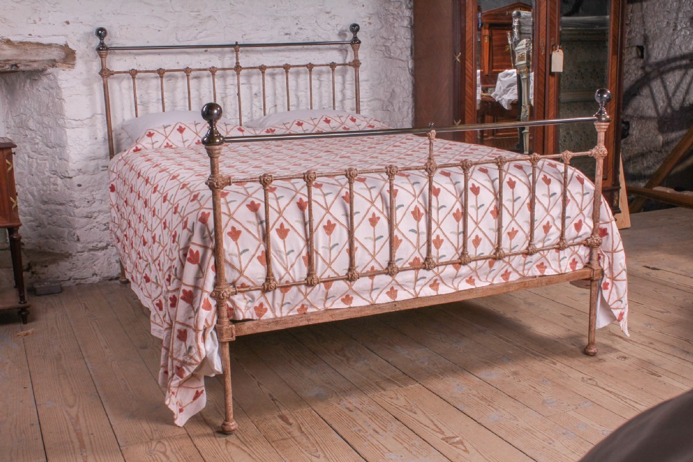 Classic English Straight Rail 5Ft bed with Intriguing Rust effect Paint Finish. View II
