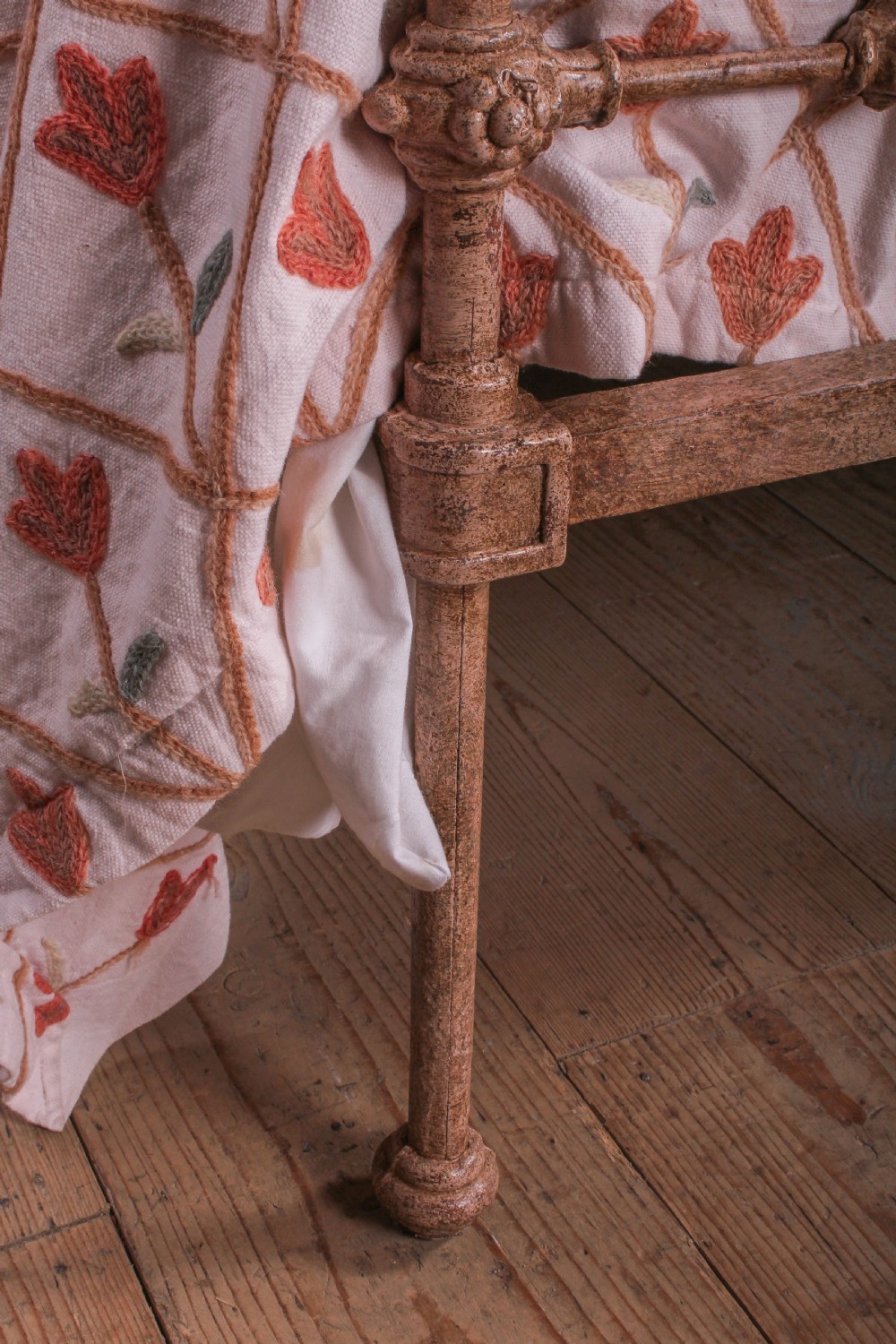 Classic English Straight Rail 5Ft bed with Intriguing Rust effect Paint Finish. View III