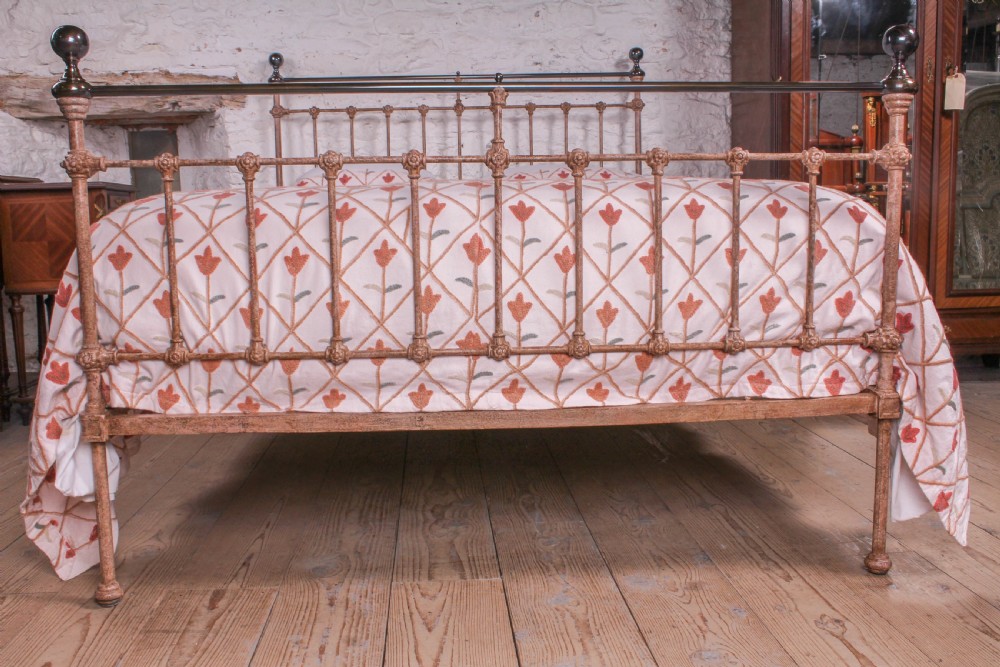 Classic English Straight Rail 5Ft bed with Intriguing Rust effect Paint Finish. View V