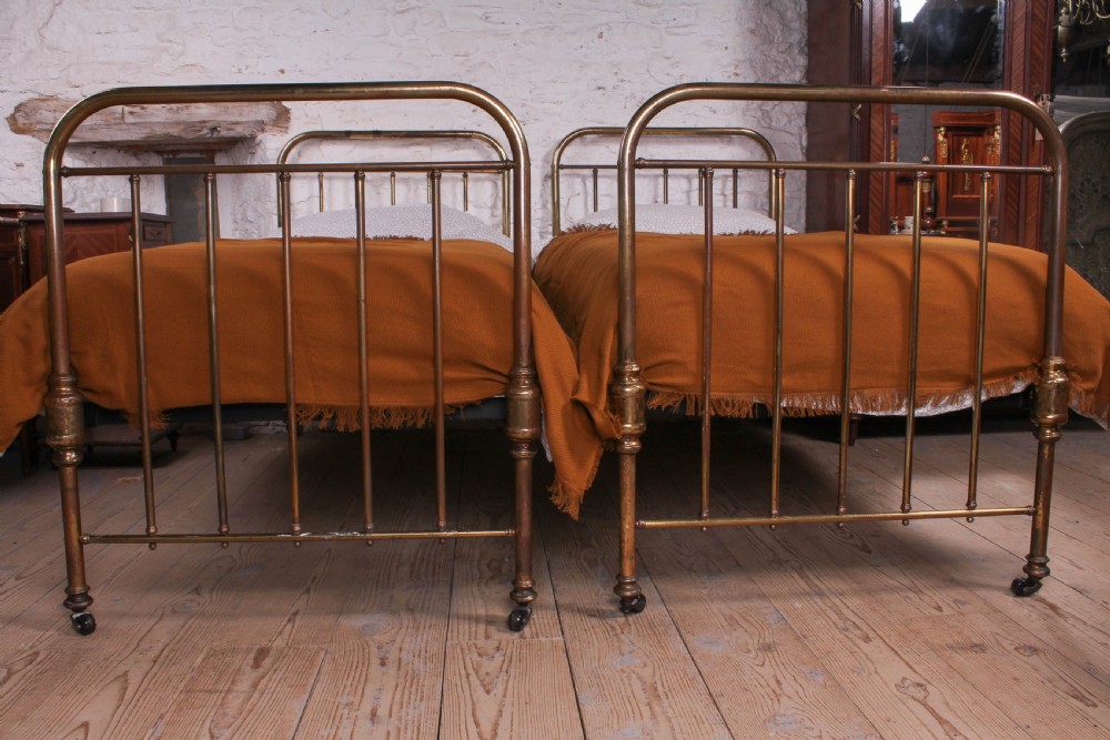 Lovely pair of simple all brass single beds (can be joined)  View III