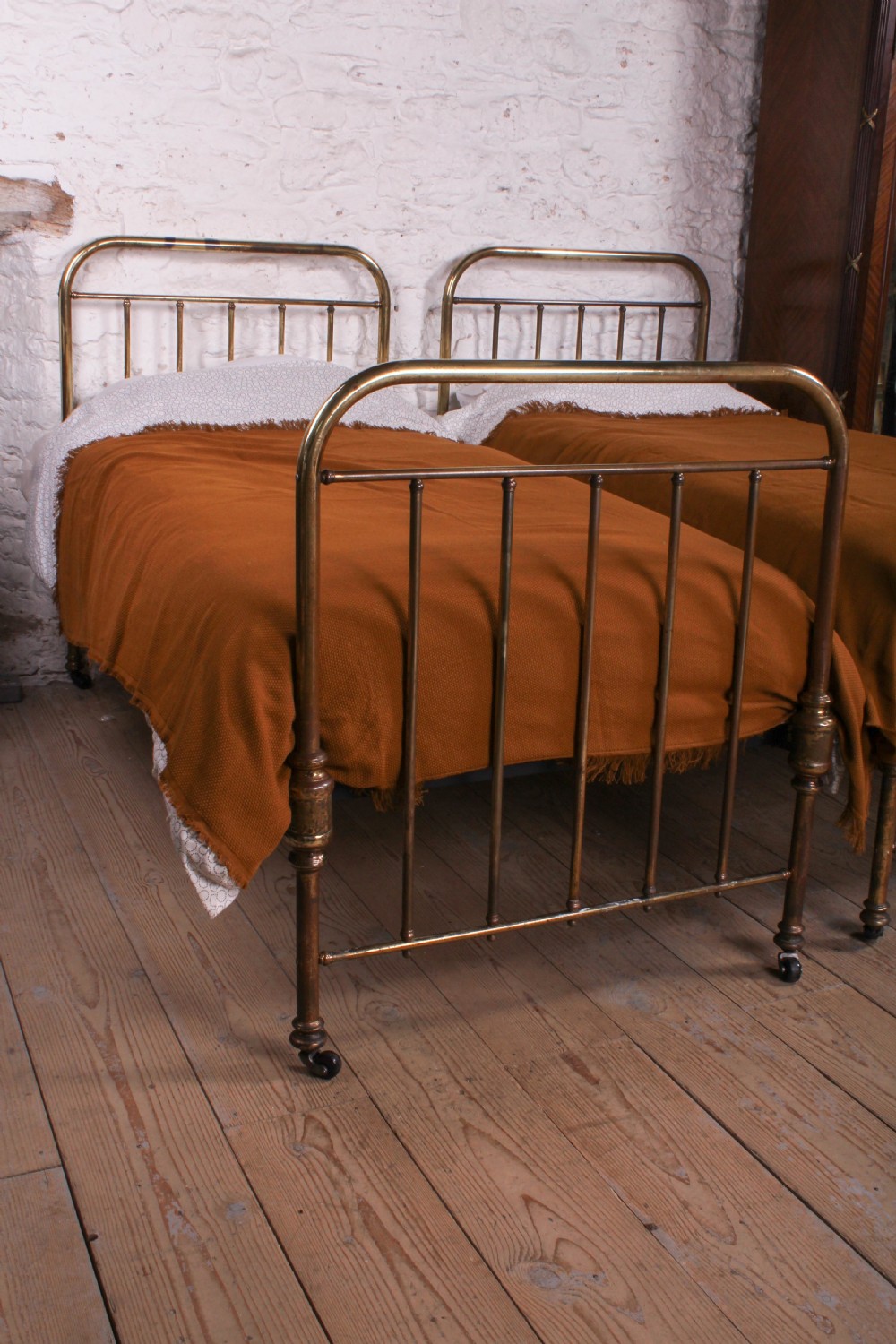 Lovely pair of simple all brass single beds (can be joined)  View V