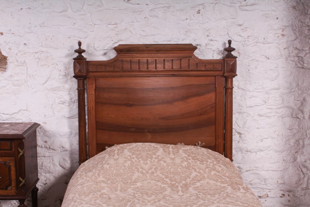 Lovely quality solid walnut French single bed  View II