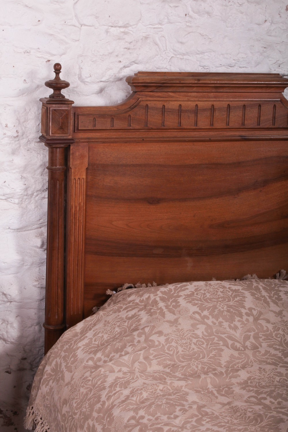 Lovely quality solid walnut French single bed  View VI
