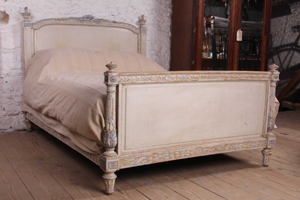 Absolutely lovely carved and painted French king size bed View II