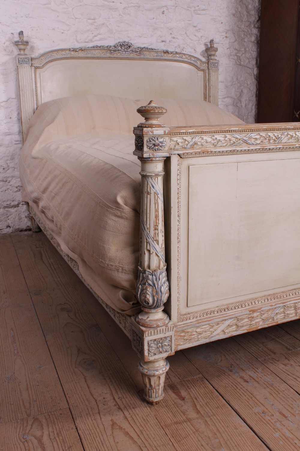 Absolutely lovely carved and painted French king size bed View III