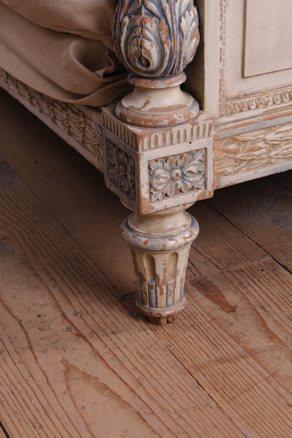 Absolutely lovely carved and painted French king size bed View IV