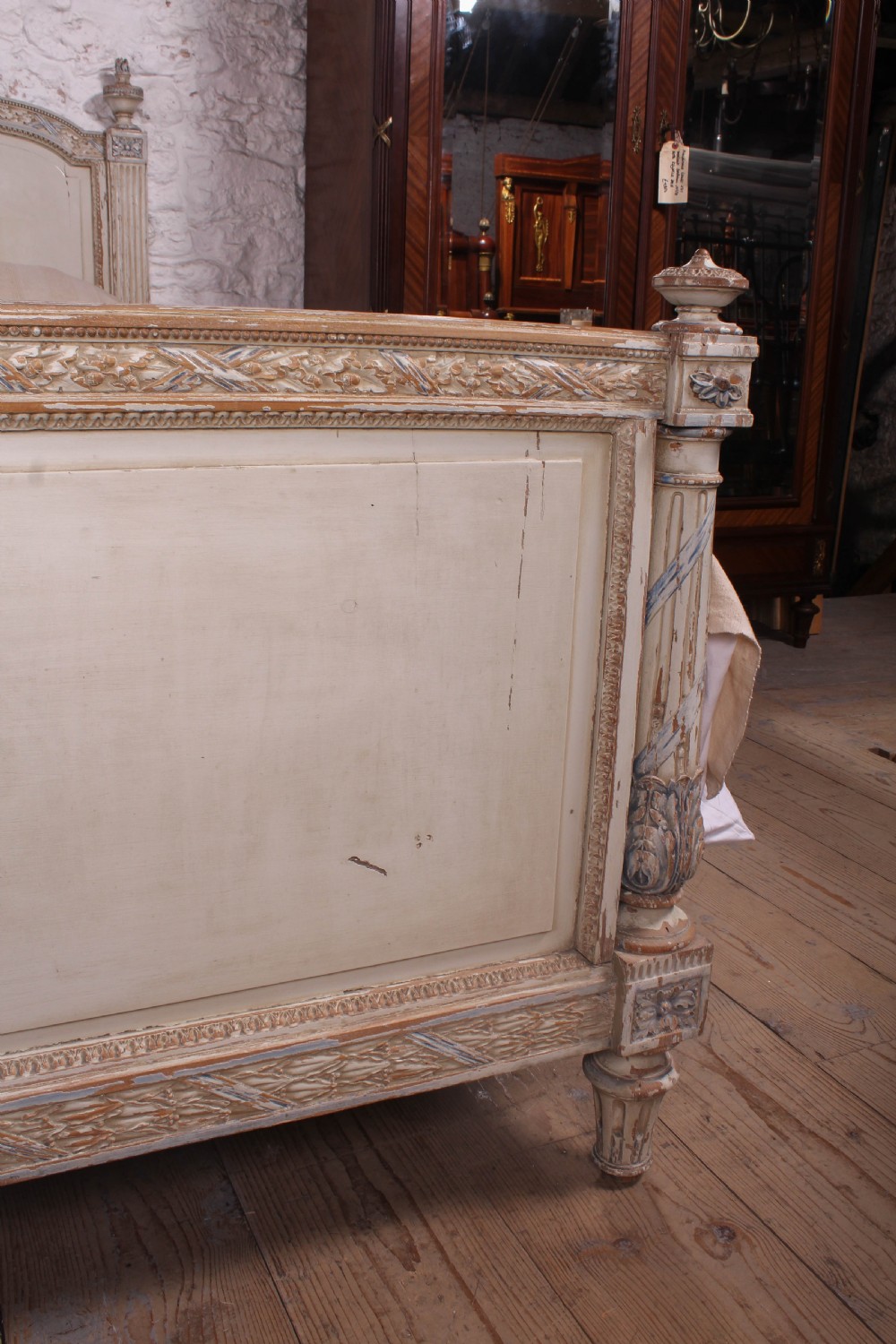 Absolutely lovely carved and painted French king size bed View XI