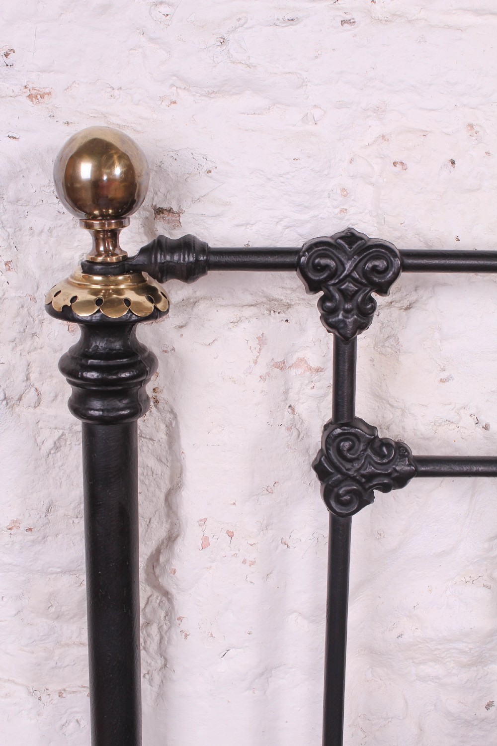 Rare individual classic Victorian iron and brass king size bed View V