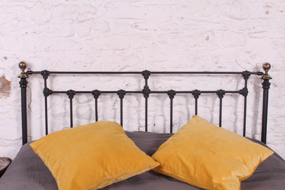 Rare individual classic Victorian iron and brass king size bed View VI