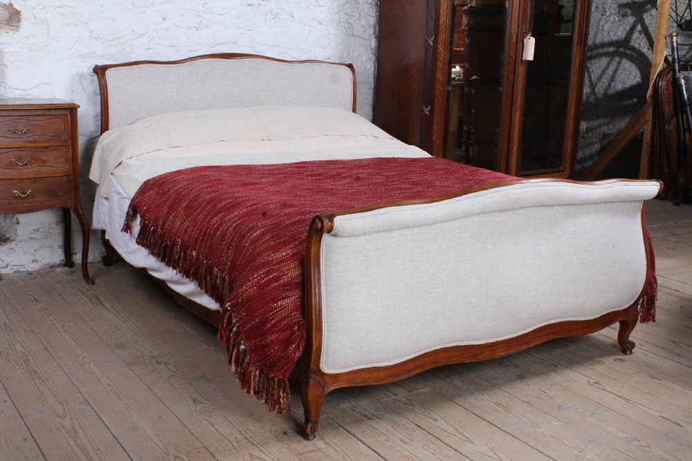 Newly upholstered French Lit Bateau style king size bed  View II