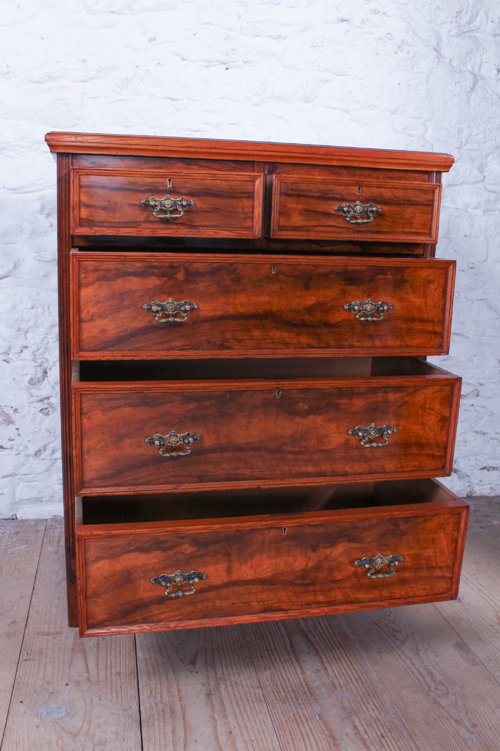 Rare  Olive wood small chest of drawers by Maples and Co View VI