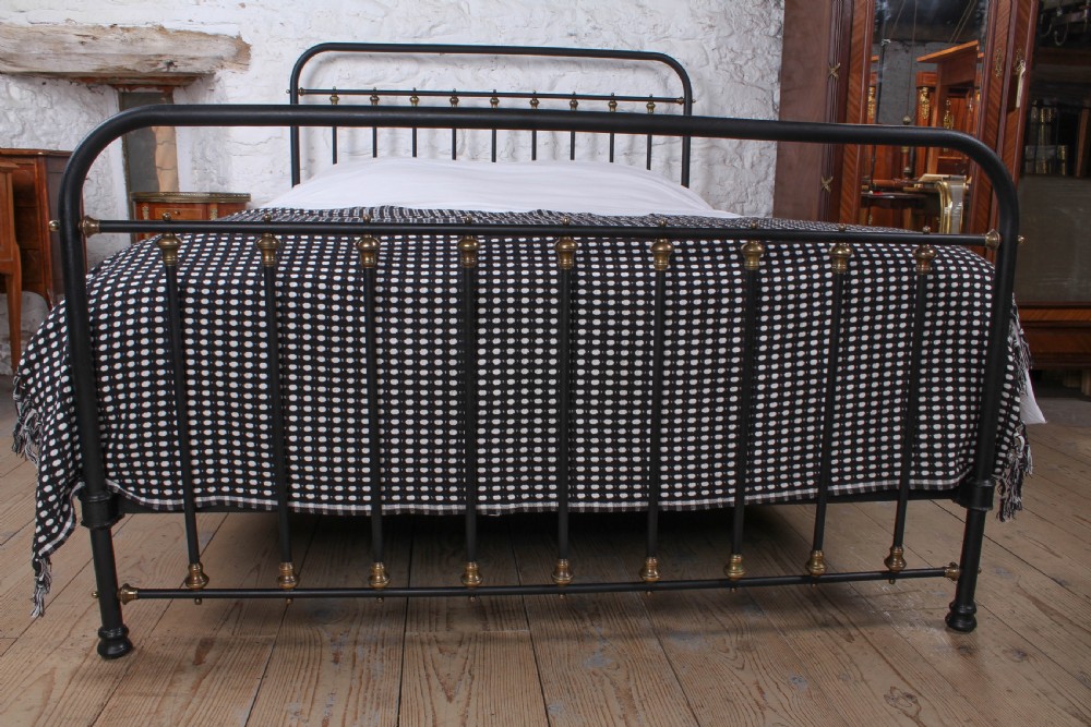 Handsome black all iron and brass French king size bed View II