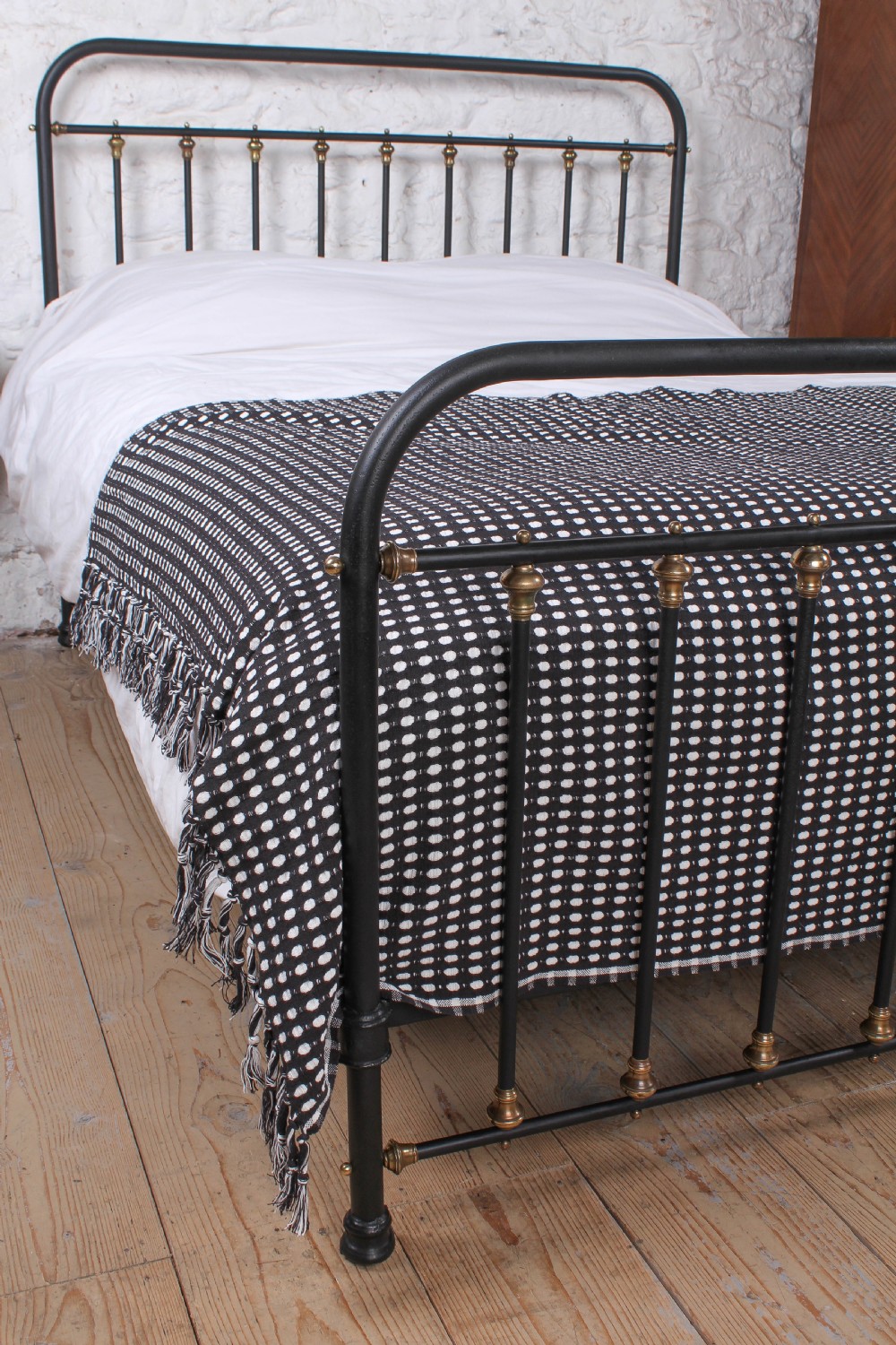 Handsome black all iron and brass French king size bed View V