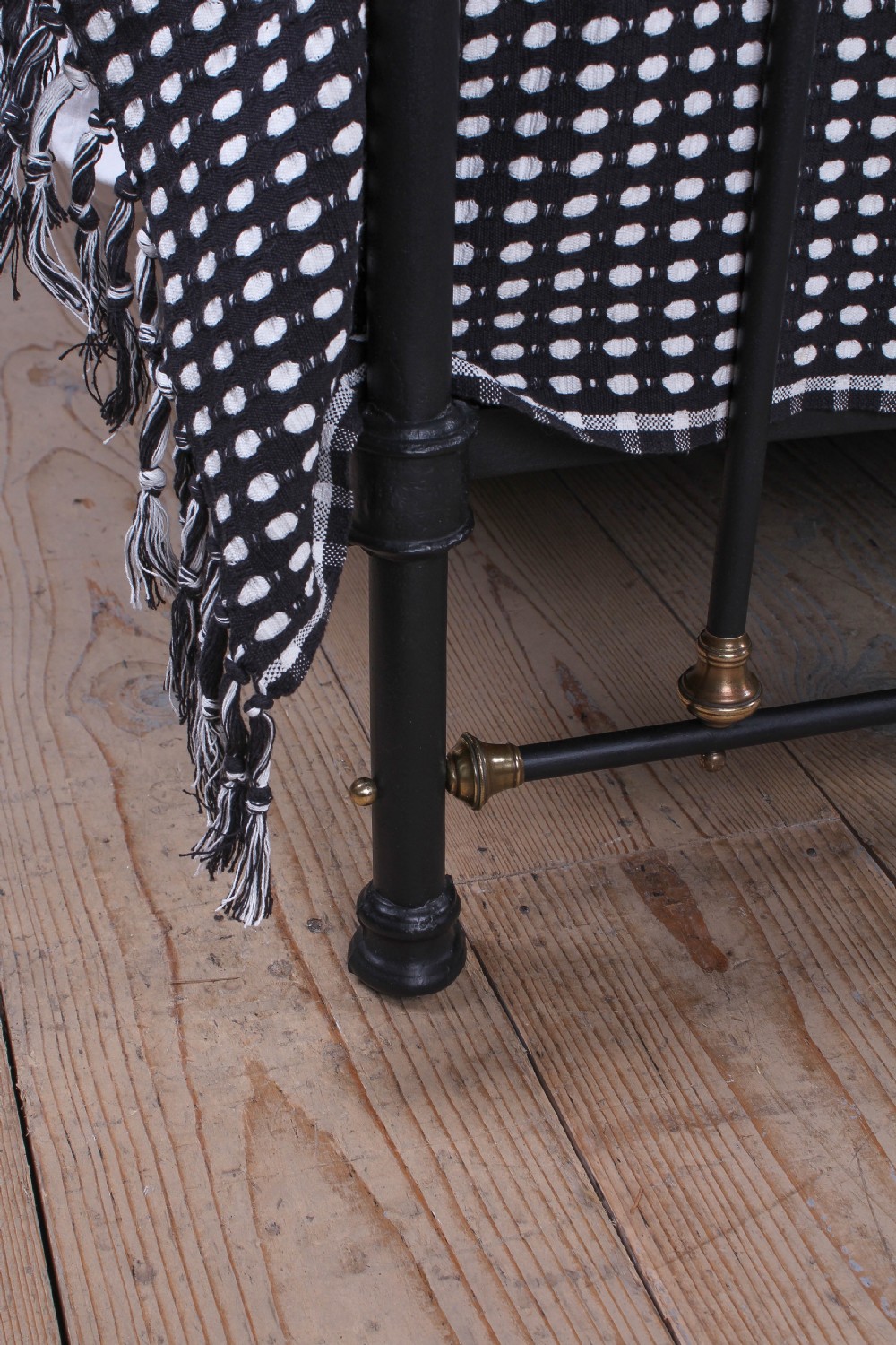 Handsome black all iron and brass French king size bed View VI