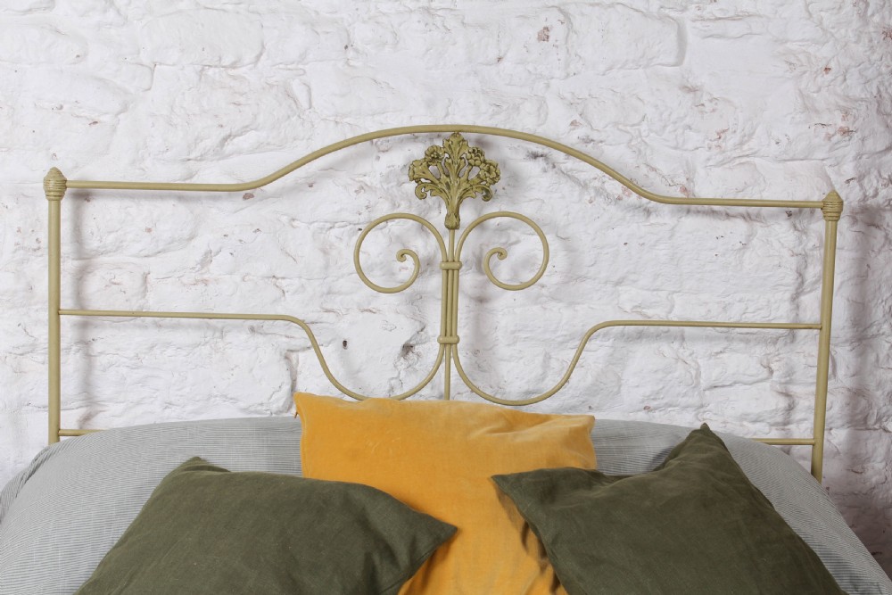 Lovely Portuguese forged iron double bed in fashionable green View III