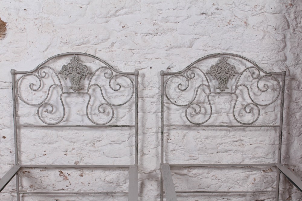 Pretty pair of forged iron small single beds (can be joined) View II