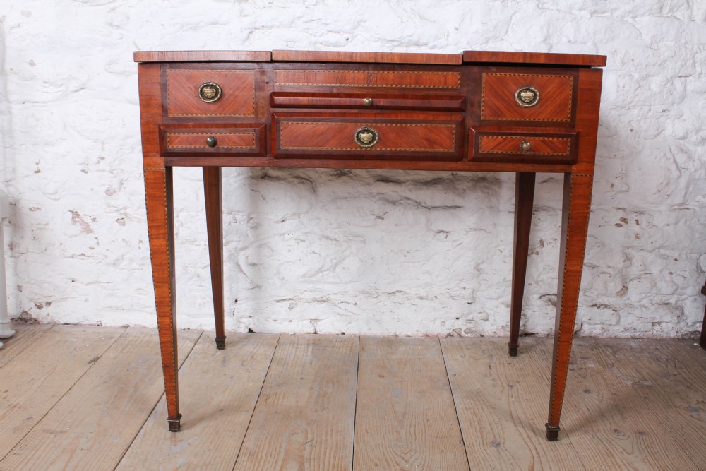 Spectacular French walnut veneer fold out dressing table View III