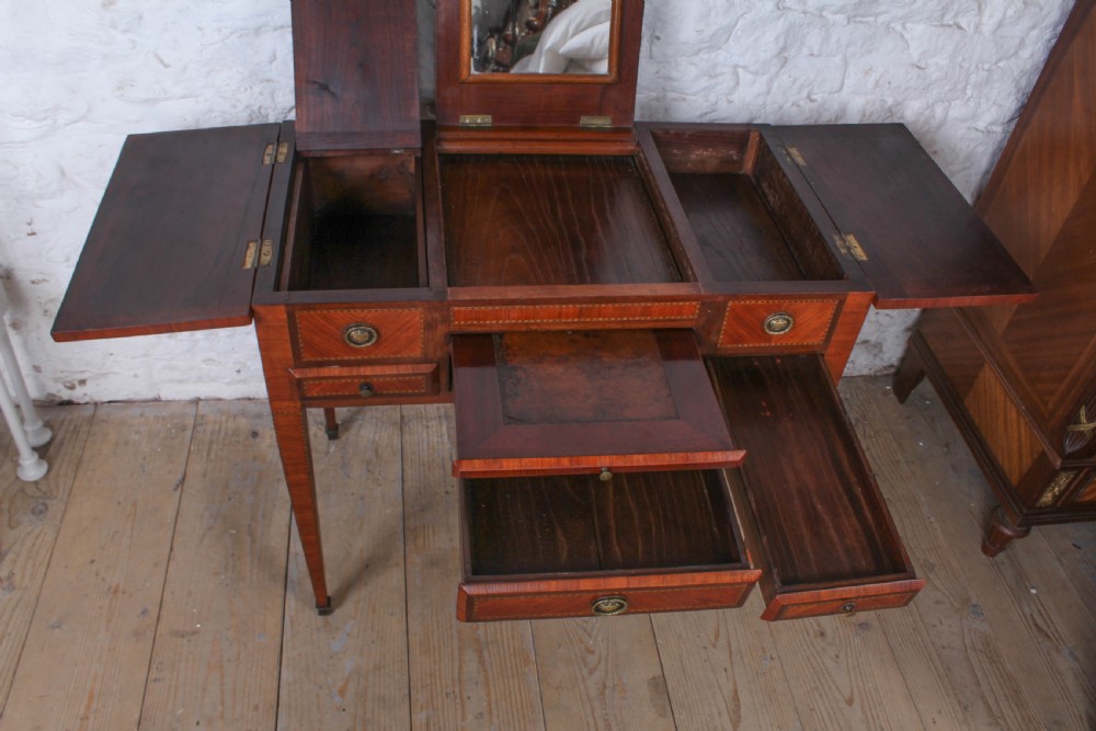 Spectacular French walnut veneer fold out dressing table View V