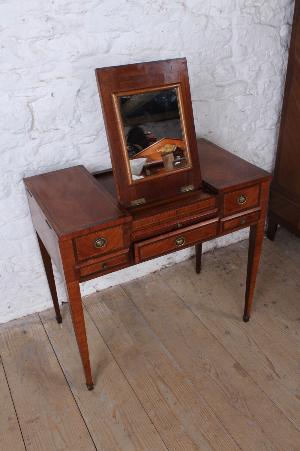 Spectacular French walnut veneer fold out dressing table View VII