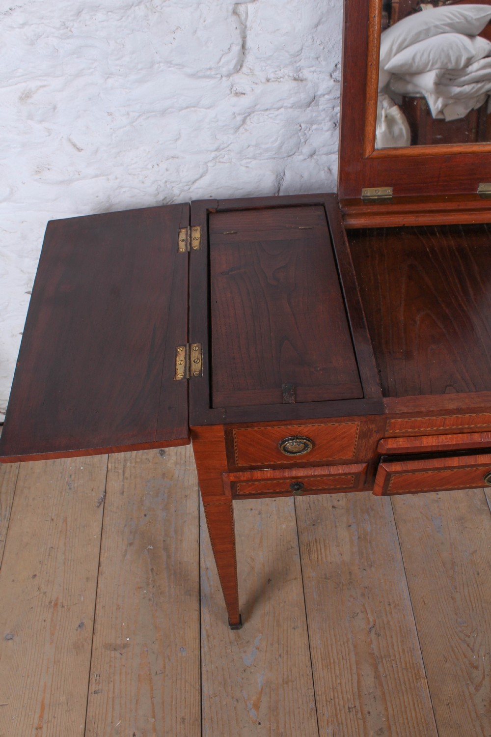 Spectacular French walnut veneer fold out dressing table View VIII