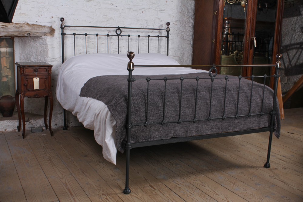 Classic Edwardian King size black and Brass Bed. 