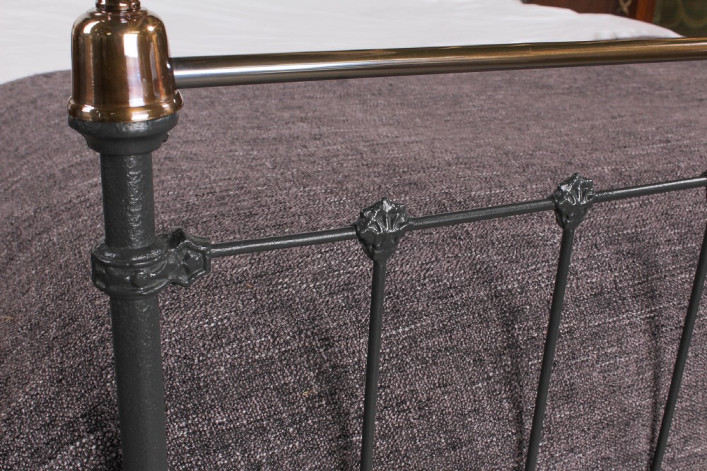 Classic Edwardian King size black and Brass Bed.  View VIII