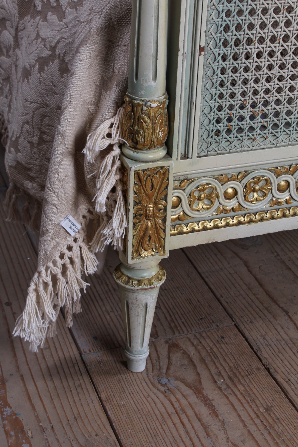 Impressive King size Caned  Louis XVI style king size bed and matching bedsides  View IV