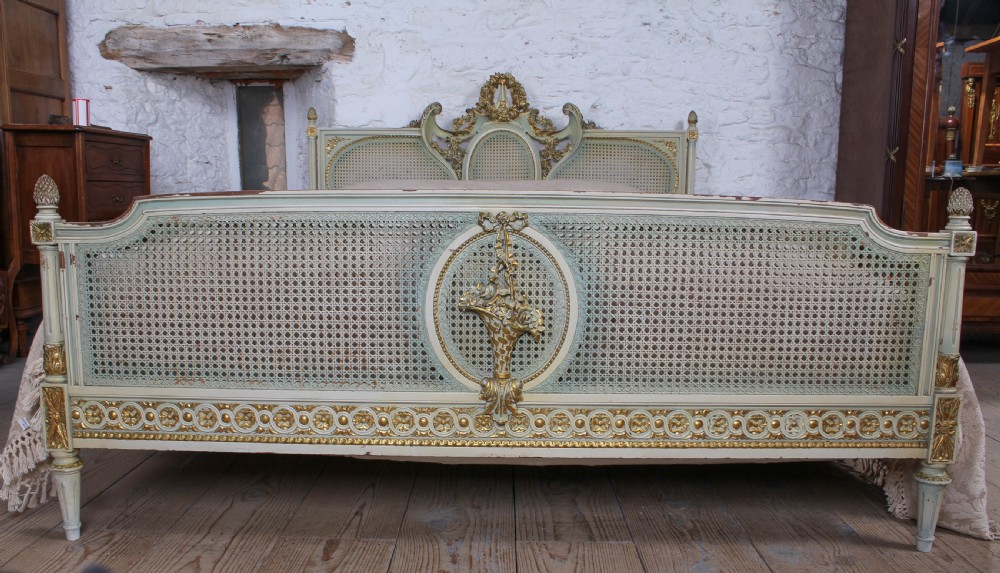 Impressive King size Caned  Louis XVI style king size bed and matching bedsides  View V