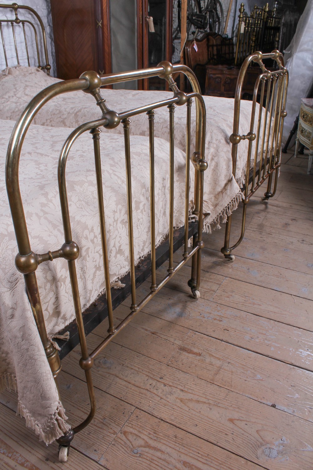 Interesting pair of all brass single beds View IV