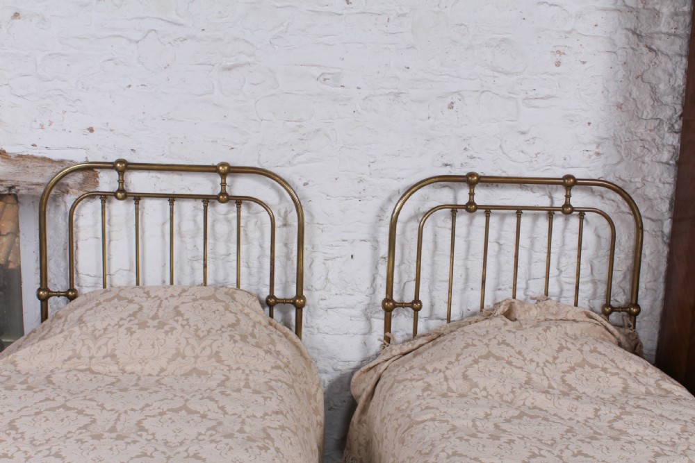 Interesting pair of all brass single beds View V