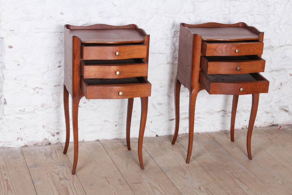 Pretty pair of French oak bedsides View II