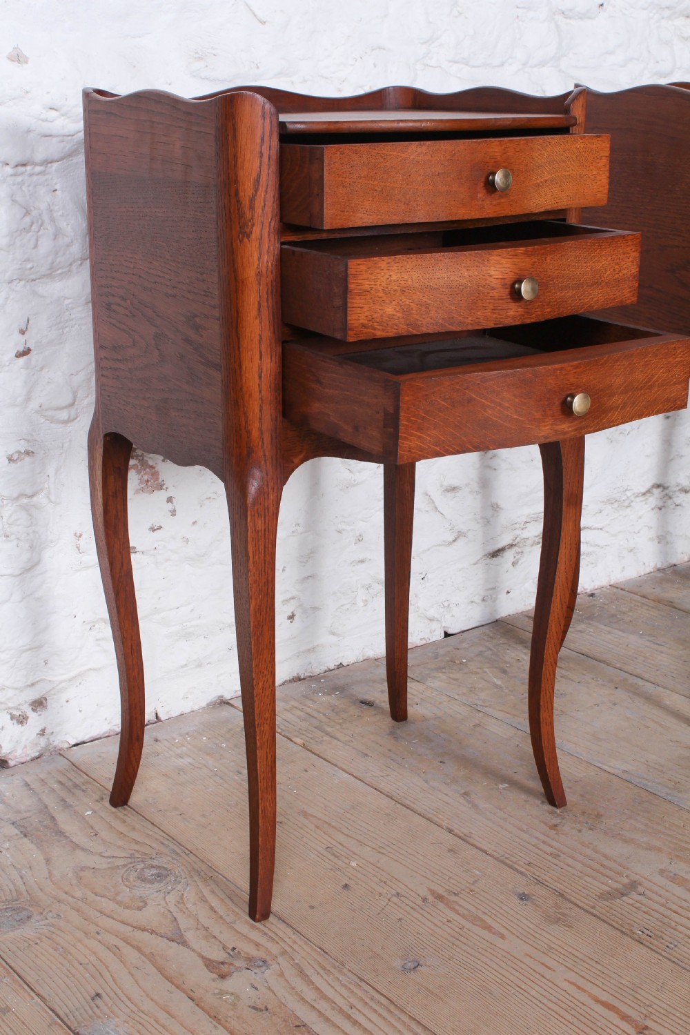 Pretty pair of French oak bedsides View III