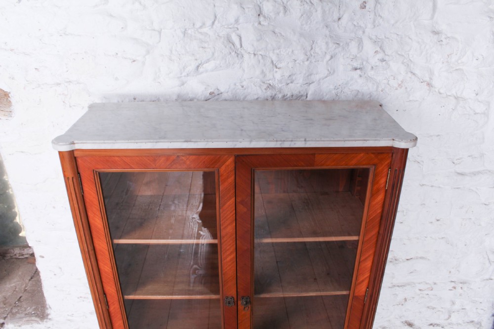 Marble top walnut French glazed vitreen View III