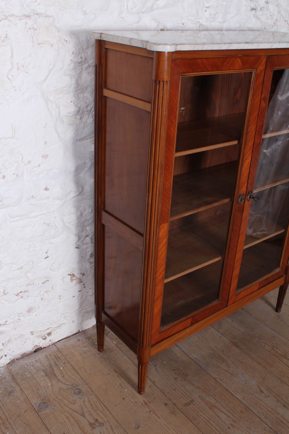 Marble top walnut French glazed vitreen View IV