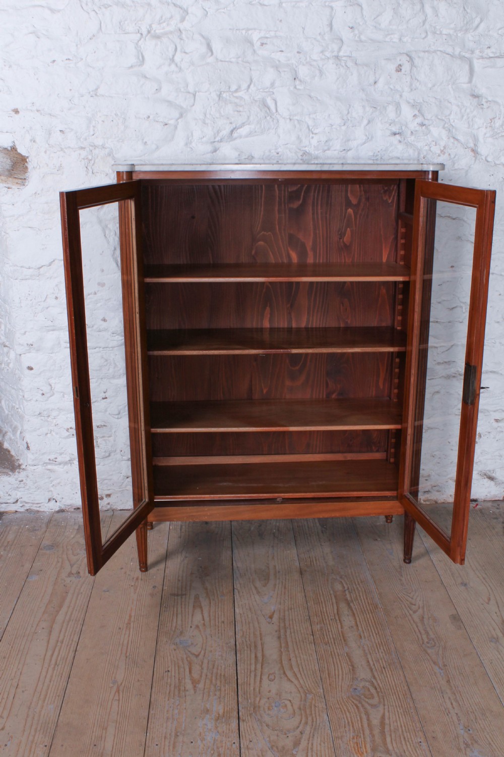 Marble top walnut French glazed vitreen View V