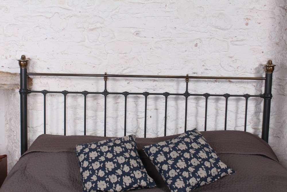 Handsome 6FT Edwardian brass and iron super king size bed View II