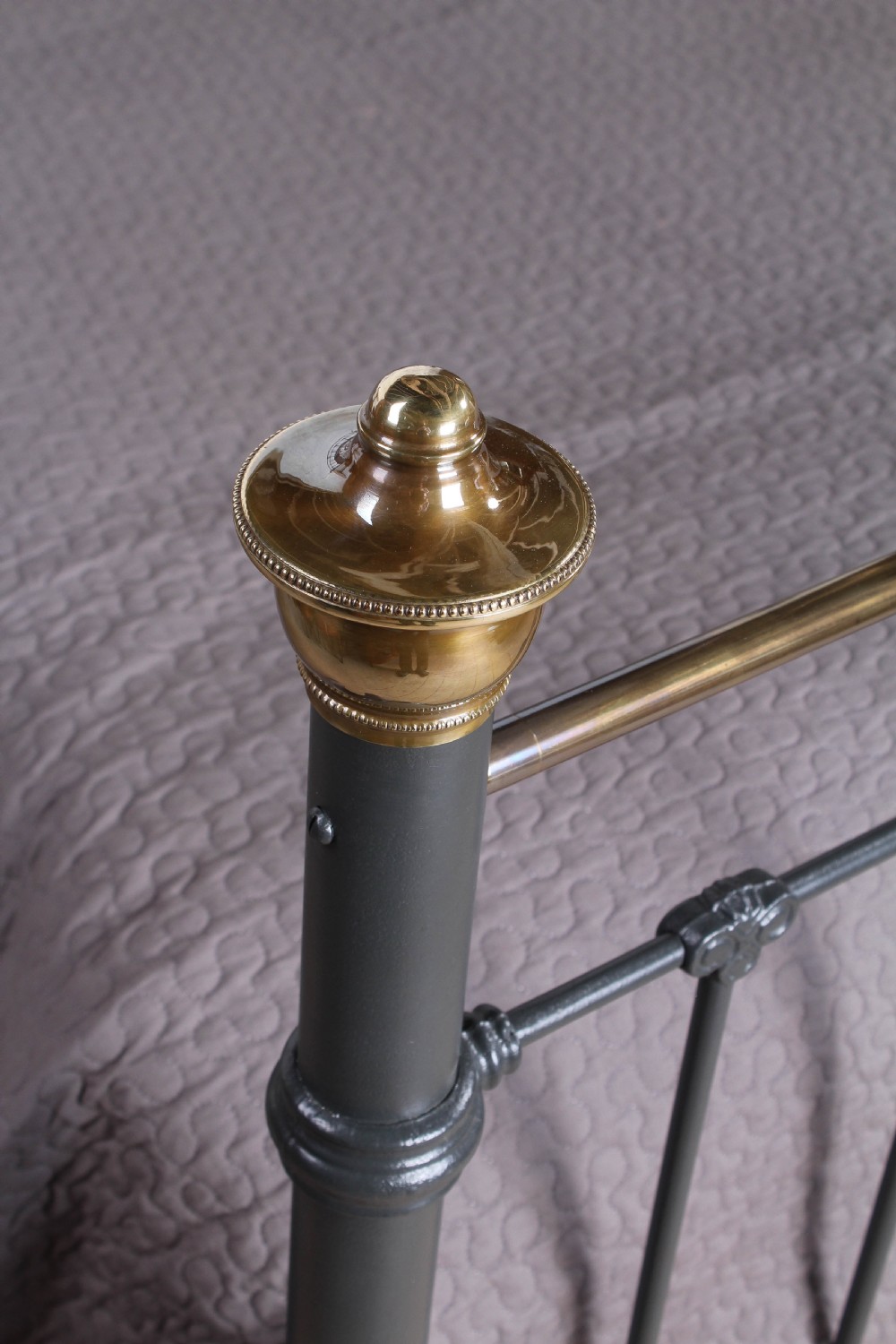 Handsome 6FT Edwardian brass and iron super king size bed View IV