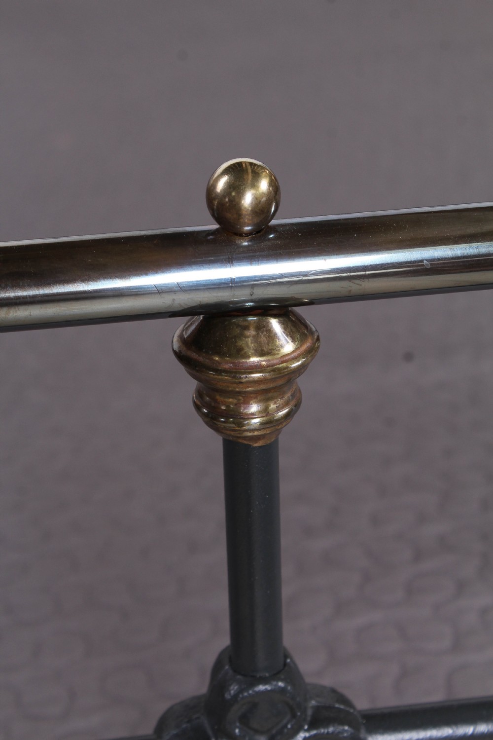 Handsome 6FT Edwardian brass and iron super king size bed View V