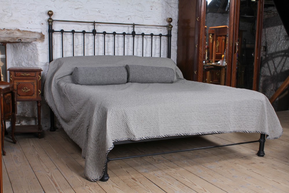 Super king size Victorian no end brass and iron bed
